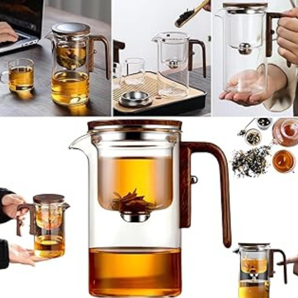 Enchantitea Borosilicate Glass Tea Pot – Heat-Resistant Clear Teapot with Infuser for Loose Leaf & Blooming Teas