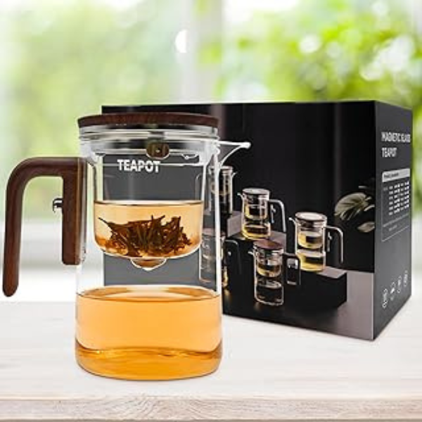 Enchantitea Borosilicate Glass Tea Pot – Heat-Resistant Clear Teapot with Infuser for Loose Leaf & Blooming Teas