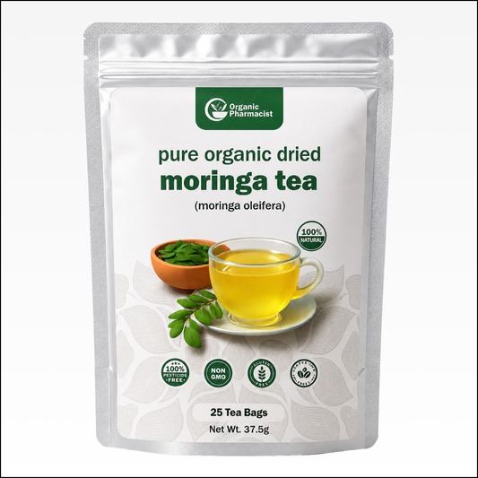 Moringa Tea Bags | 25 Tea Bags | 100% Pure Organic Moringa Oleifera Leaves | Naturally Caffeine-Free Herbal Tea